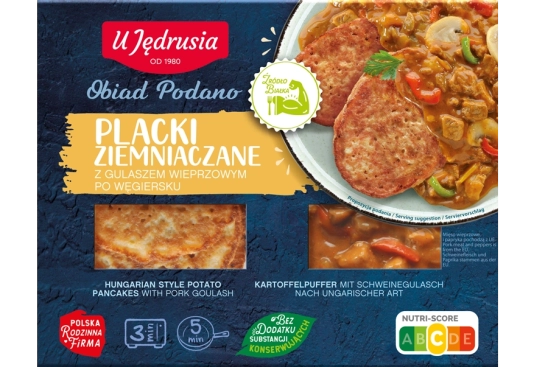 Placki ziemniaczane z gulaszem wieprzowym po węgiersku U Jędrusia