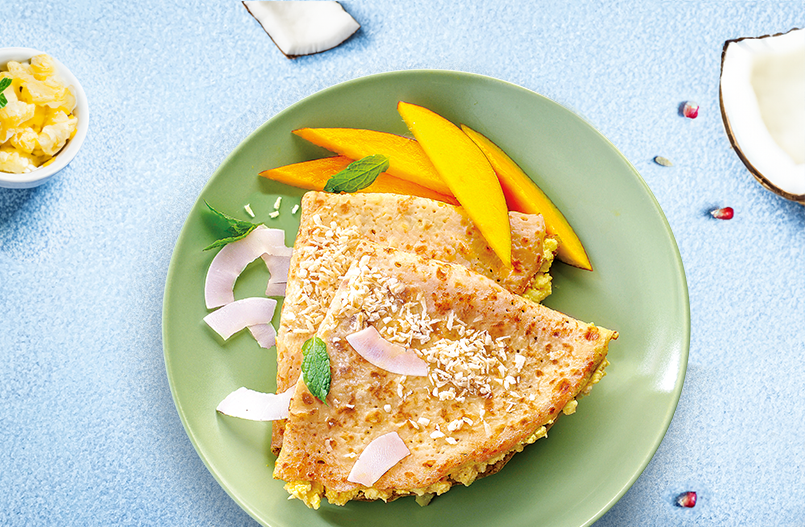 Crepes with cheese, mango and desiccated coconut U Jędrusia